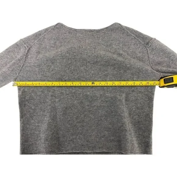 Massimo Dutti Women Sweater M Medium Knit Gray Crop shoulder seams 5727/621 NWT - Picture 6 of 7